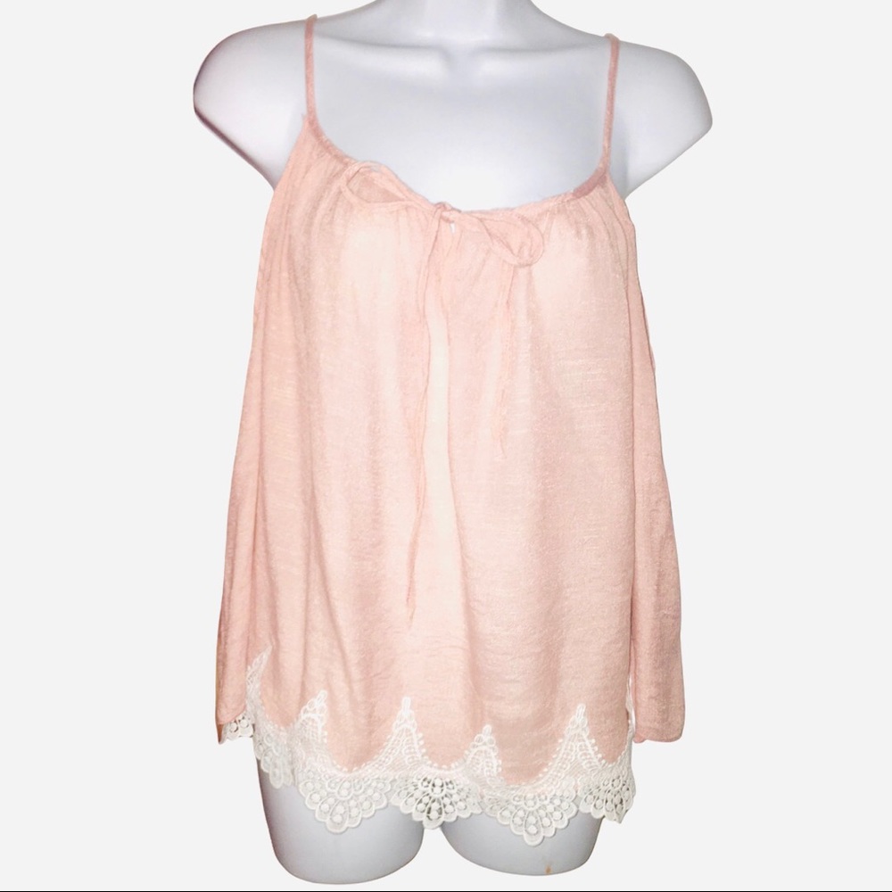 JANUARY 7 BLUSH PINK & LACE COLD SHOULDER BLOUSE